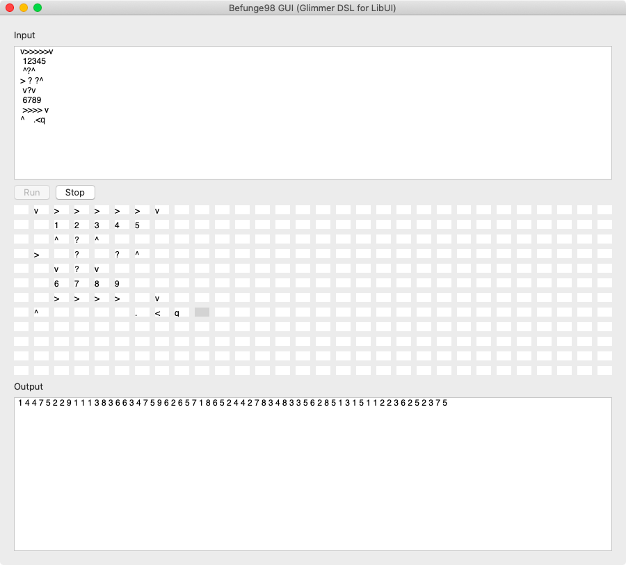 befunge98 gui screenshot