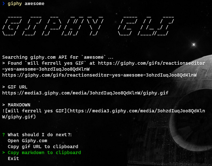 Screenshot Giphy CLI