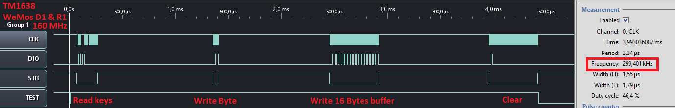 TM1638 WeMos D1 & R2 160MHz timing