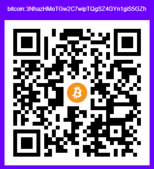 QR y dirección BTC para donativos.