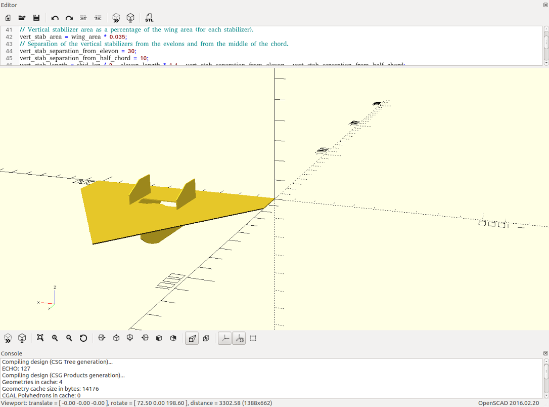 Preview of delta in OpenSCAD.