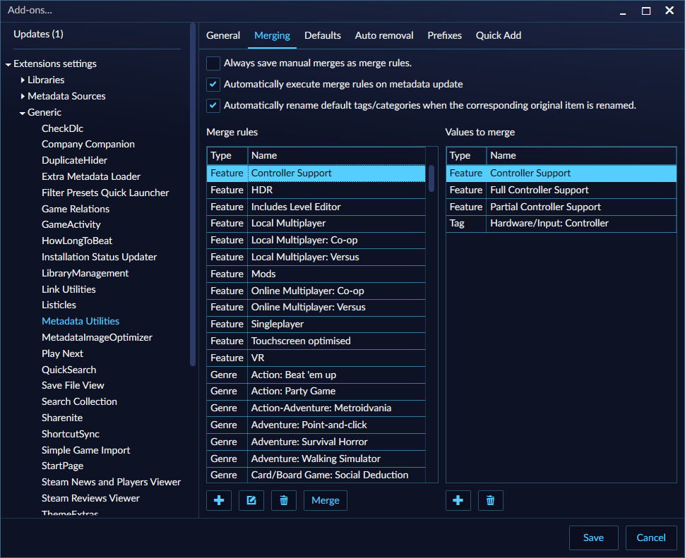 Metadata Editor window