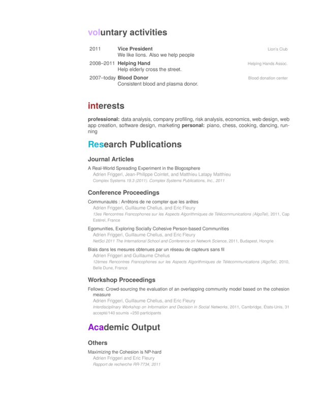 Example how a CV with this template can look like page 1