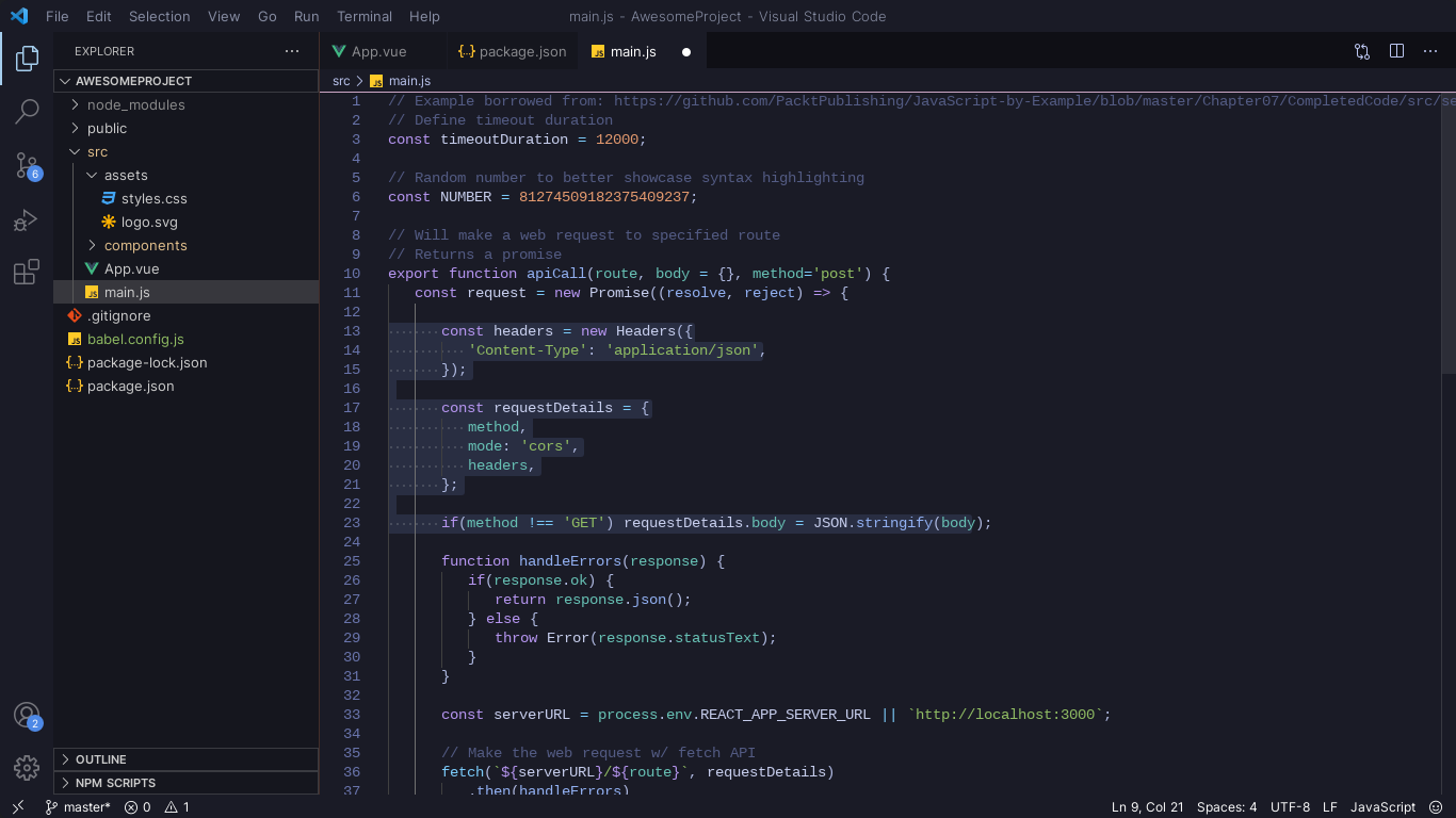 LunarVim Dark Theme - JavaScript