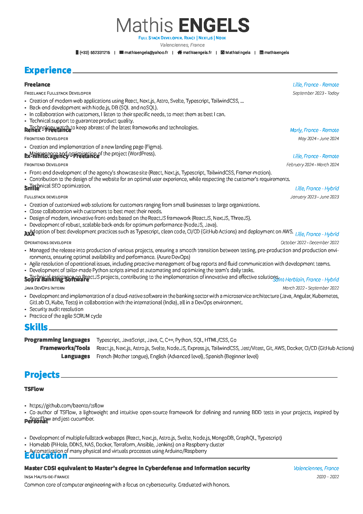 English resume