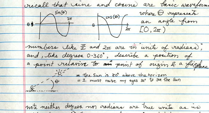 review outline sine cosine radians