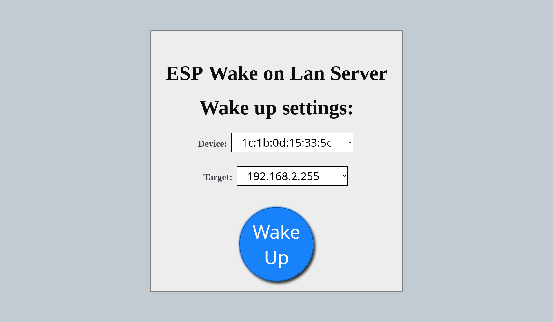 ESP Wake on Lan Web Interface