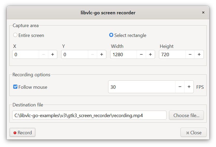 libvlc-go screen recorder