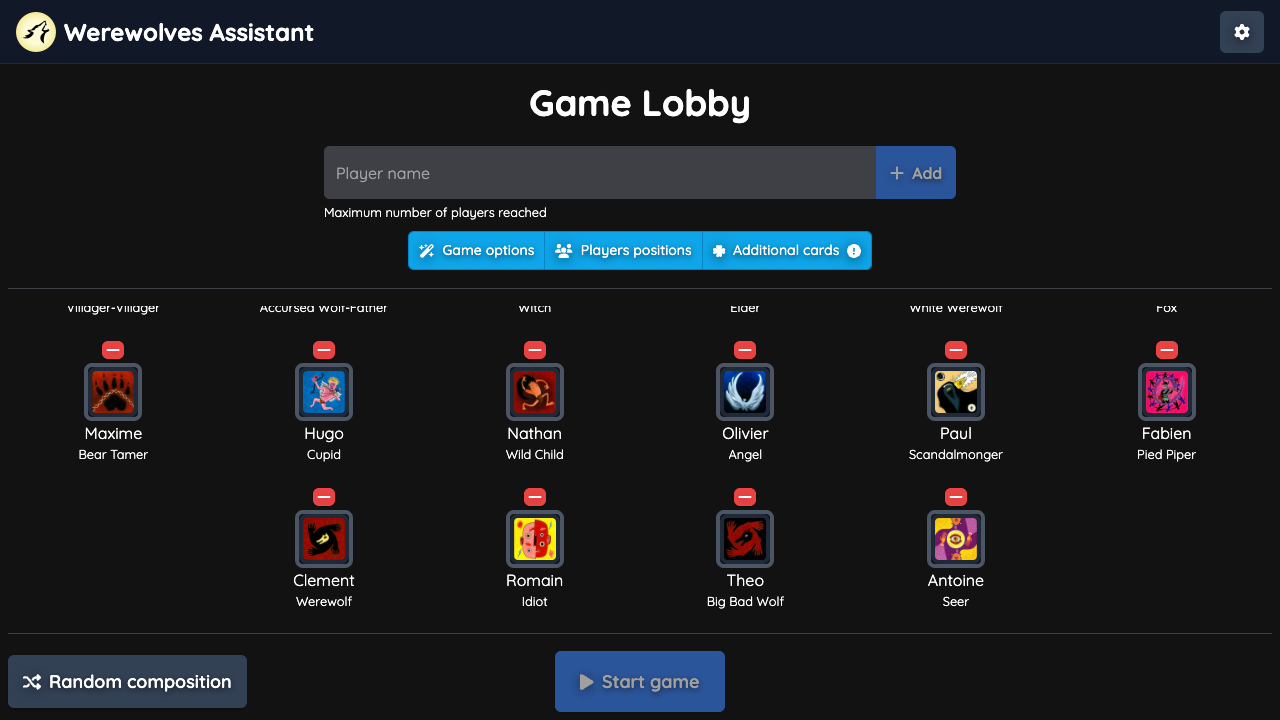 Game Lobby Page with 40 players