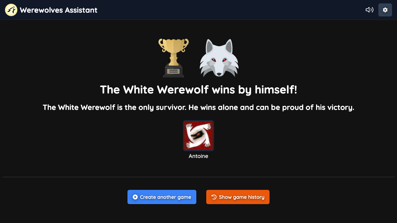 Game won by White Werewolf