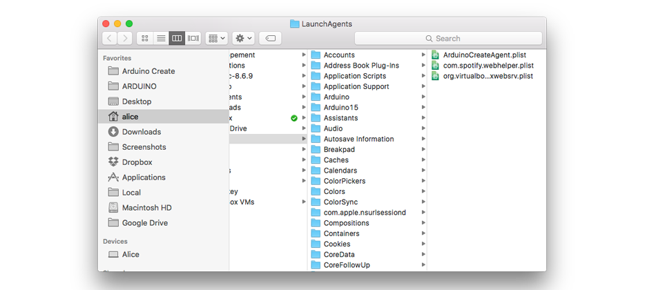 Select the ArduinoCreateAgent.plist file