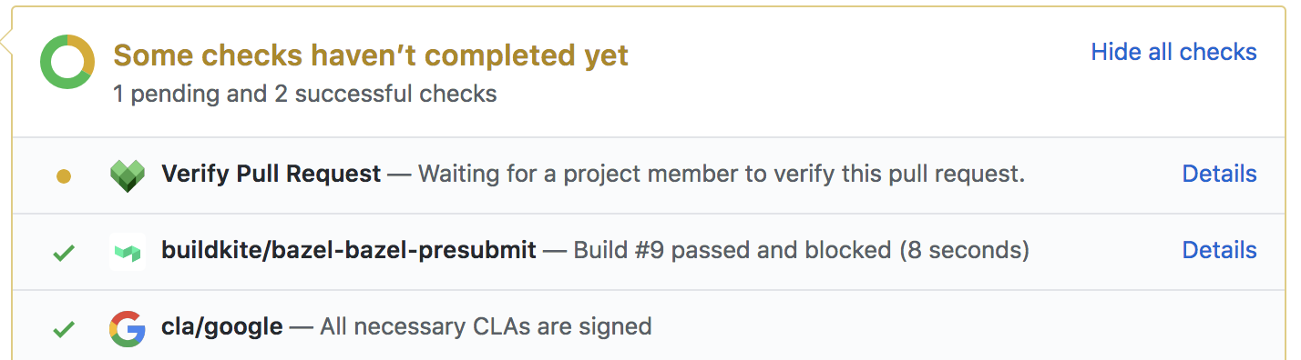 status verify pull request