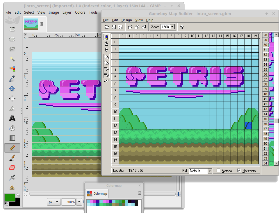 Opening a Game Boy Map Builder map as an image in GIMP