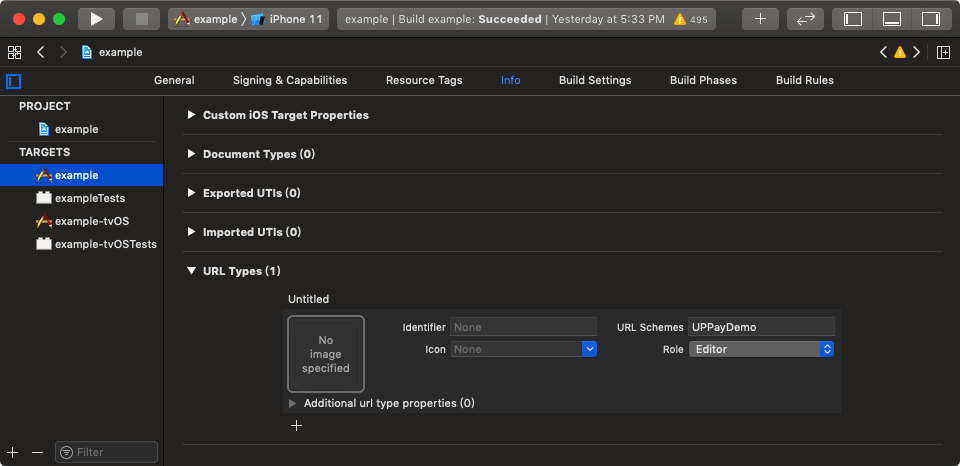 Xcode set iOS urltypes