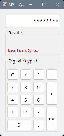 Showing Invalid Syntax