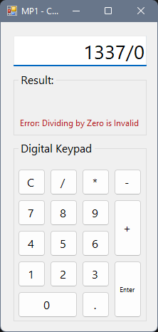 Showing Dividing by Zero is Invalid