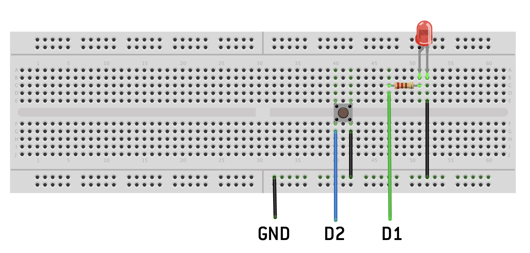 button + led breadboard