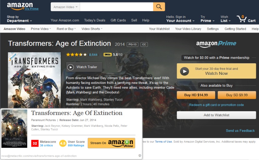 Screenshot of amazon product page