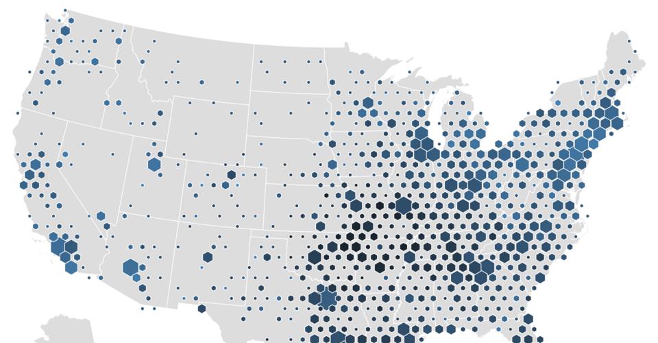 Bivariate Hexbin Map