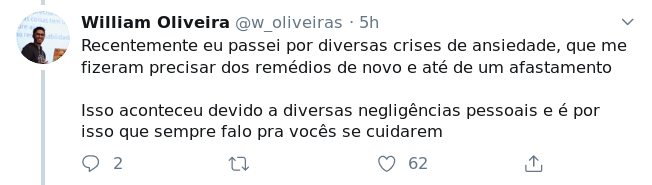 Twitte falando sobre cuidar da saude