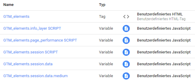 GTM Elements Structure