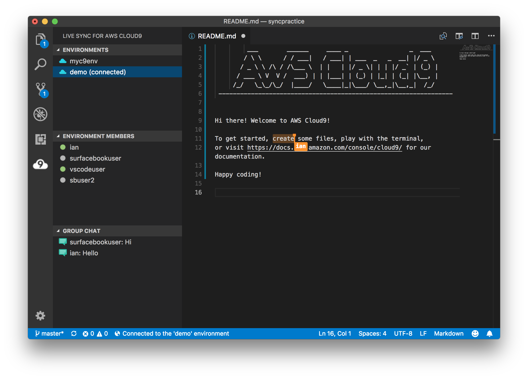 Live Sync for AWS Cloud9 Screenshot