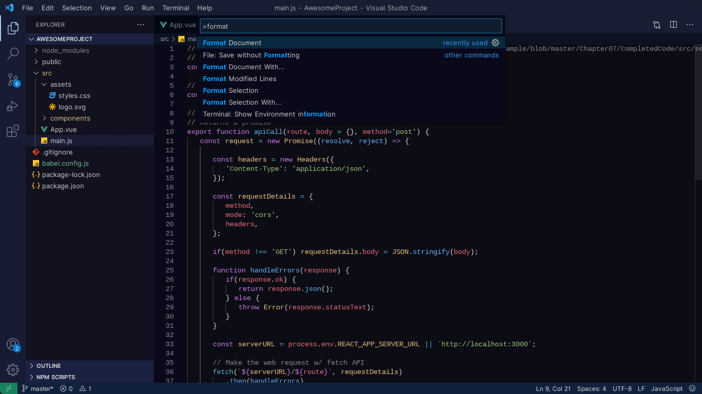 Screenshot of Visual Studio Code running Kai theme