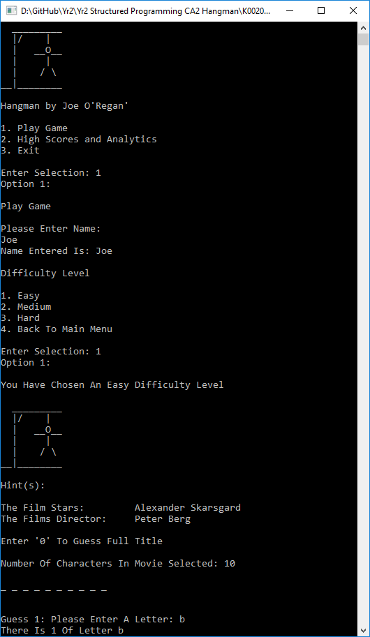 Structured Programming CA2: Hangman