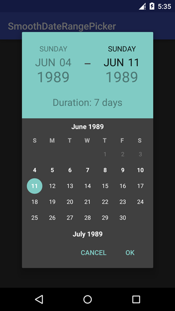 Date Range Picker Dark Theme