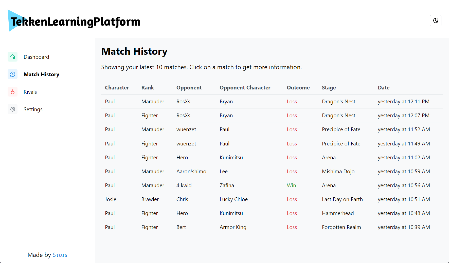 Match History