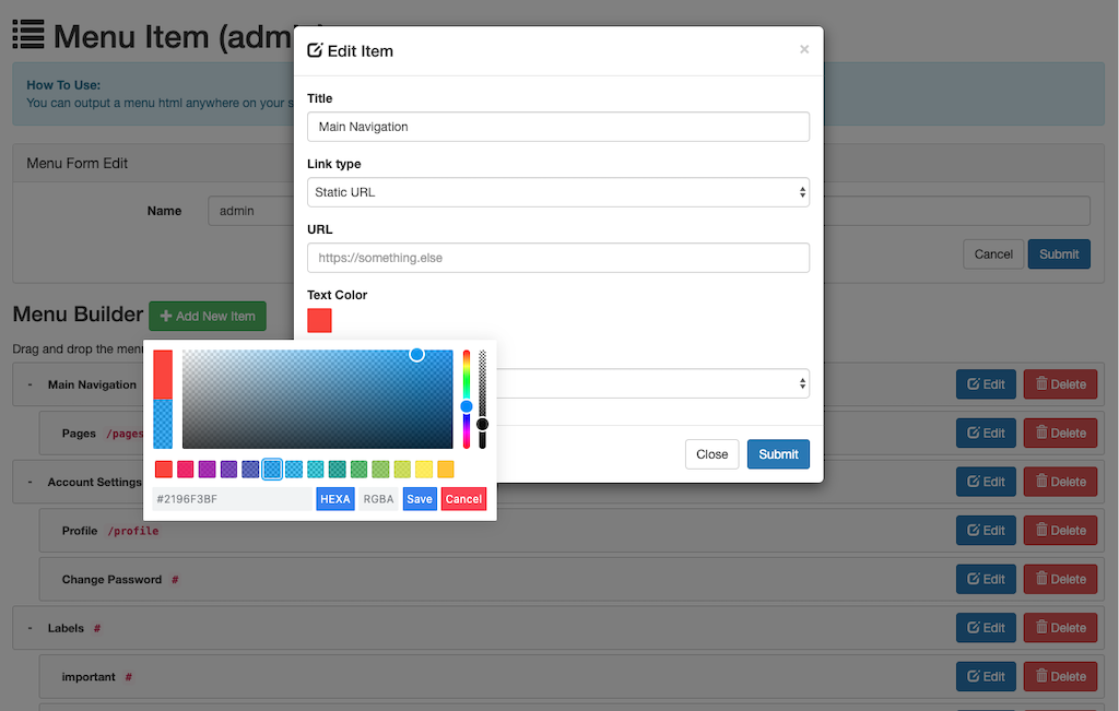 Laravel Menu Architect