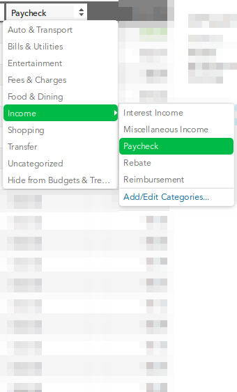 Custom categories dropdown