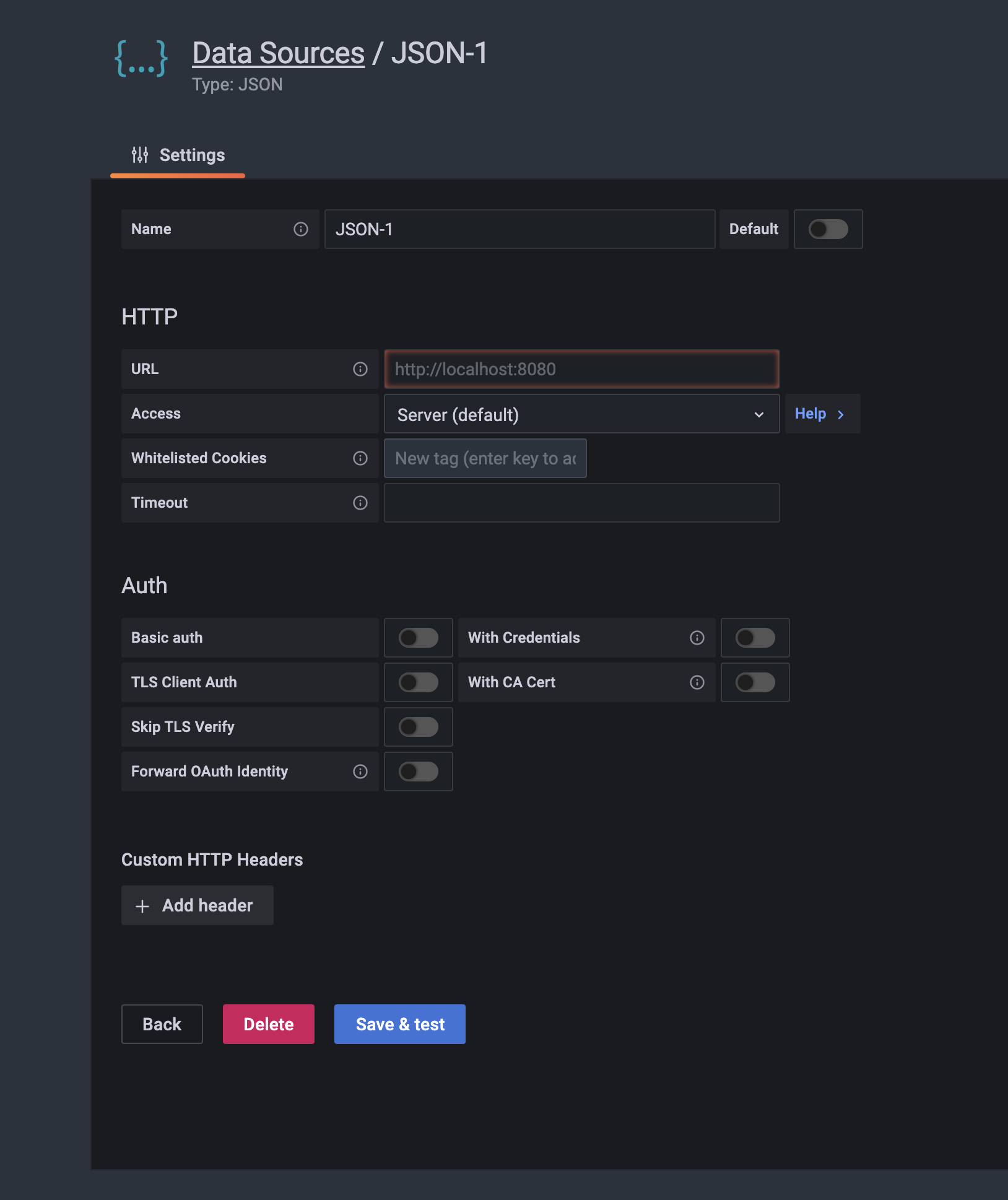 Datasource setup