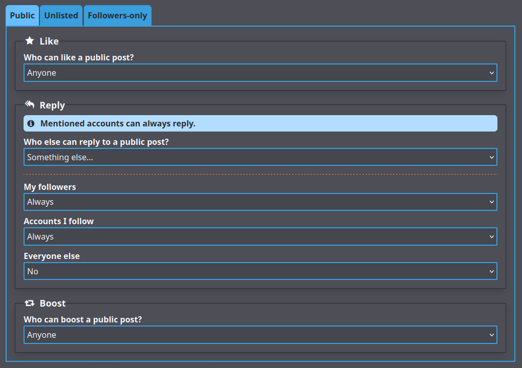 interaction policies settings