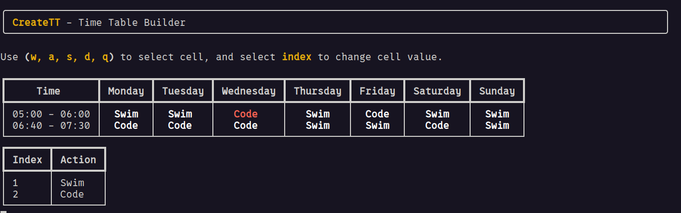 Time Table