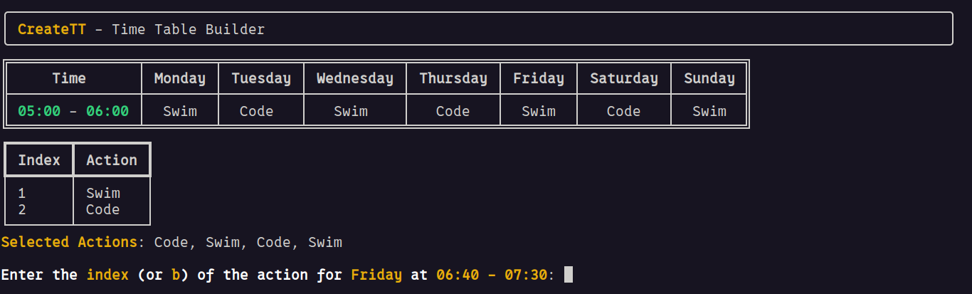 Time Table