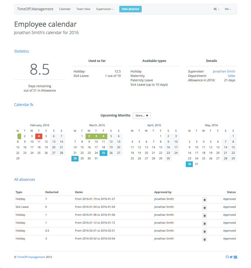 TimeOff.Management Screenshot