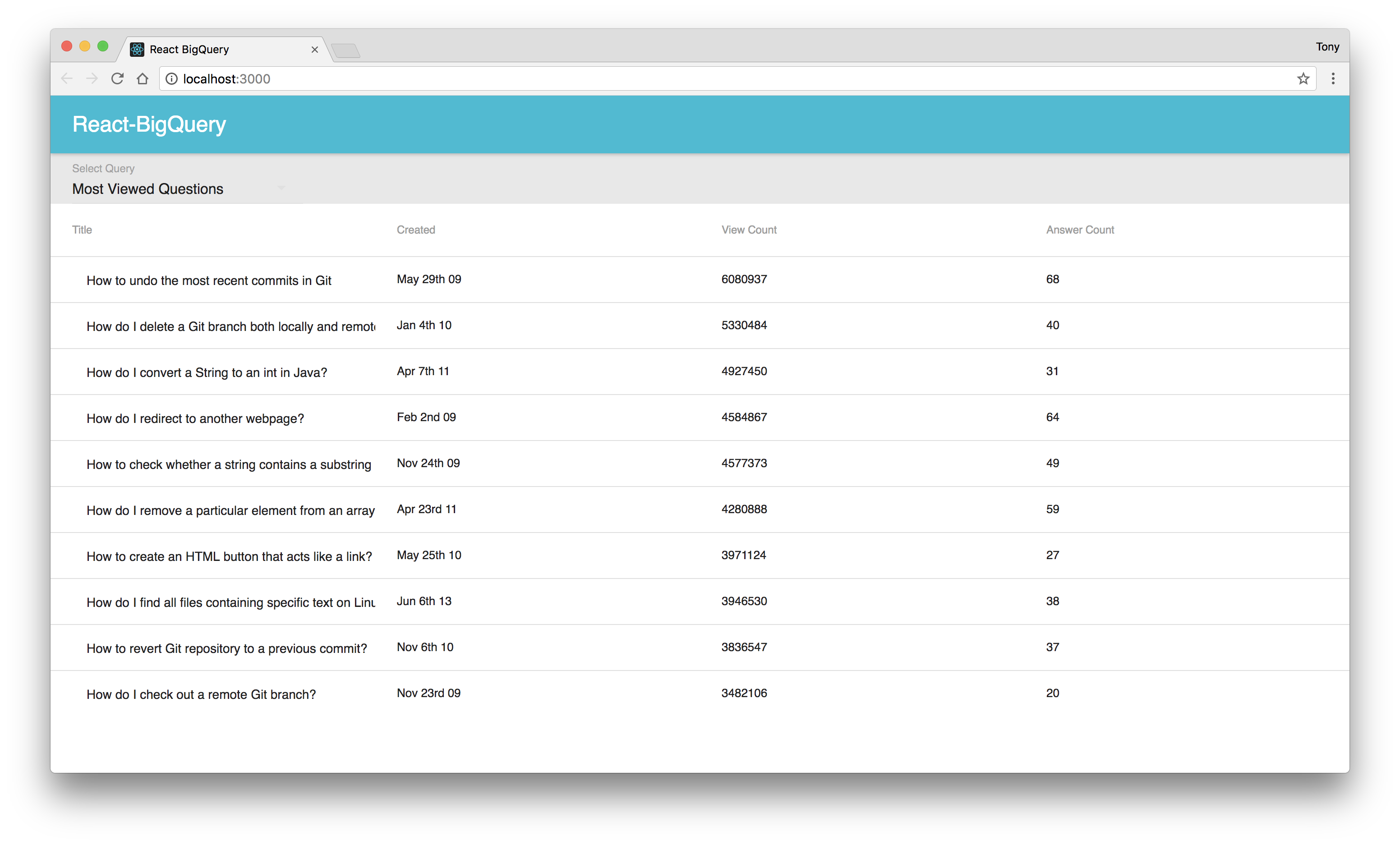 React-Bigquery-Demo